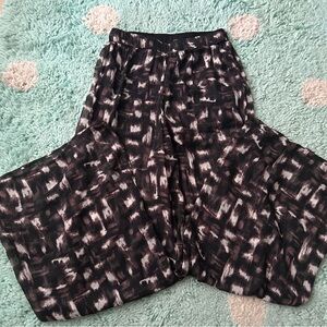 Abercrombie & Fitch Women Beach Pants XS Black Brown White Print Pull On Palazzo